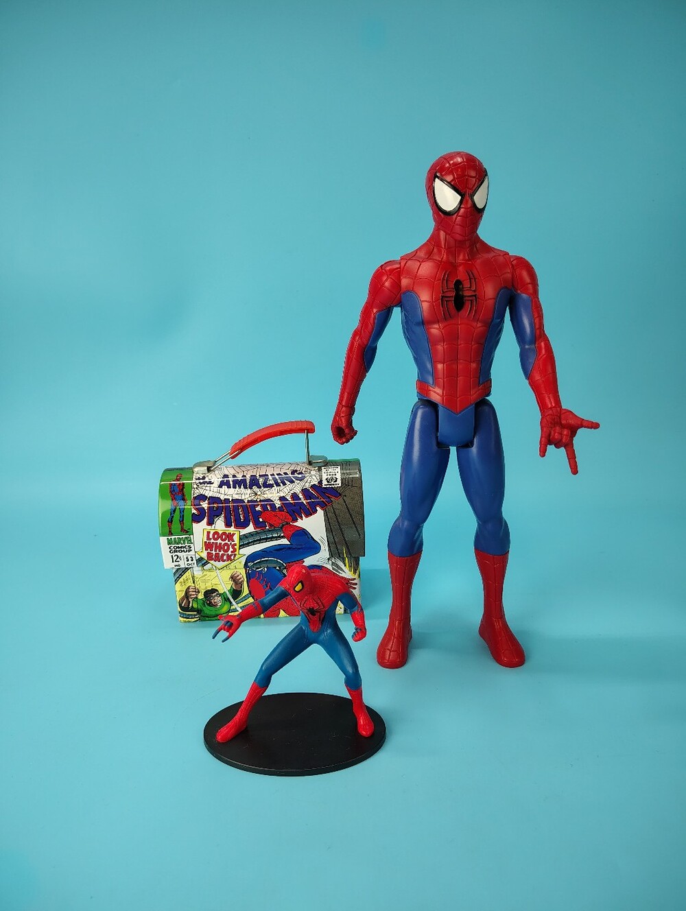 Marvel Amazing SpiderMan Lot Tin Metal Mini Lunchbox Doc Ock Display Figures